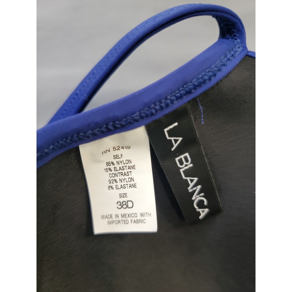 La Blanca Bikini Top 38D Blue Underwire Swim Top Adjustable Straps - Picture 5 of 5